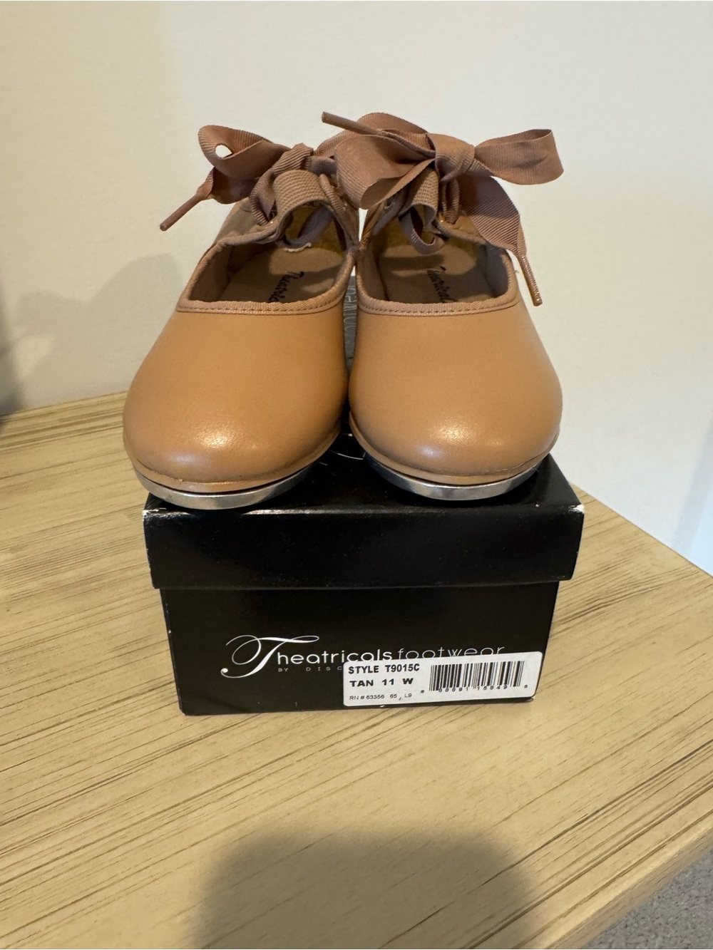Theatricals Kids Tan Ribbon Mary Jane Shoes